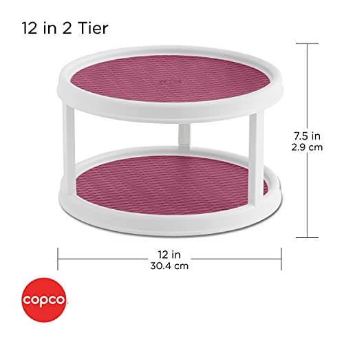 Copco Non-Skid 2 Tier Pantry Cabinet Lazy Susan Turntable, 12-Inch, White/Purple #TOP1