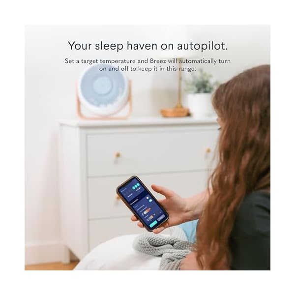SNOOZ Breez 2-in-1 Smart Bedroom Table Fan & White Noise Machine - Smooth, Powerful Air - Adjustable White Noise - Remote Control, Scheduling, & Smart Features via App - Image 7