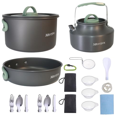 MEETSUN Portable Camping Pots and Pans Set,Aluminium