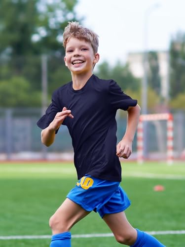 Image of Boys Neon Shirts Dry Fit Athletic T Shirts UPF 50+ Performance Cooling Shirt Short Sleeve Rash Guard Kids Top for Boys Girls
