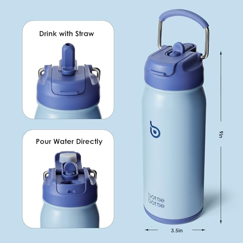 BOTTLE BOTTLE Stainless Steel Kids Water Bottle 16oz(470ml) Insulated Sports Water Bottle with Straw and Pills Holder for Gifts and School(Blue) - Image 4