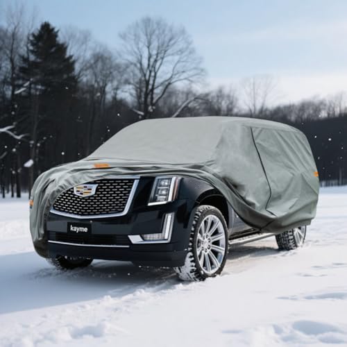 Image of Kayme Heavy Duty SUV Car Cover Custom Fit Cadillac Escalade SWB Waterproof All Weather for Automobiles, Full Exterior Covers Sun Rain UV Protection.（Deliver About 3-10 Days）