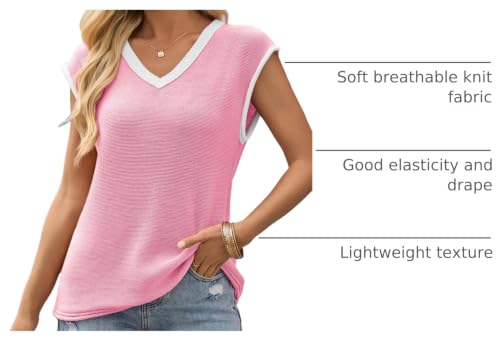 Image of Imily Bela Summer Cap Sleeve Sweater Vest for Women Casual V Neck Sleeveless Knit Pullover Tank Tops 2025 Spring Shirts