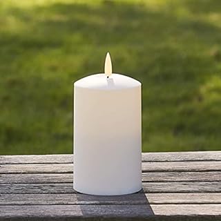 Lights4fun Medium TruGlow Outdoor Waterproof Flameless Pillar Candle Battery LED 12.5cm with Timer