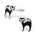 Black Cat Earrings Enamel Childrens Silver Earrings Sterling Silver 925 (E23872)