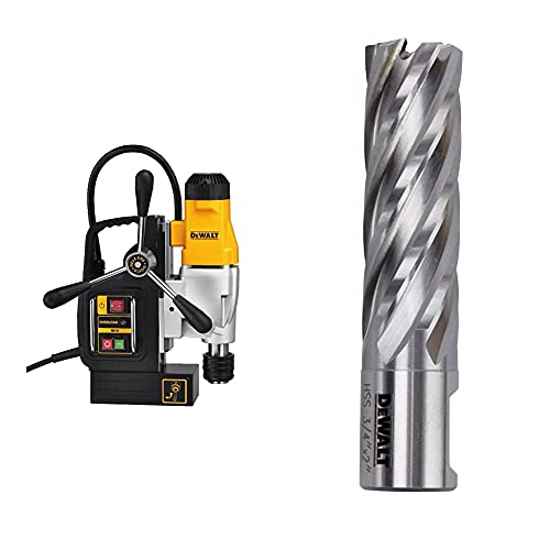 Image of DEWALT Drill Press, 2-Speed, Magnetic, 2-Inch with 3/4" X 2" HSS ANNULAR CUTTER 3/4" WELDON (DWE1622K & DWAC02012)