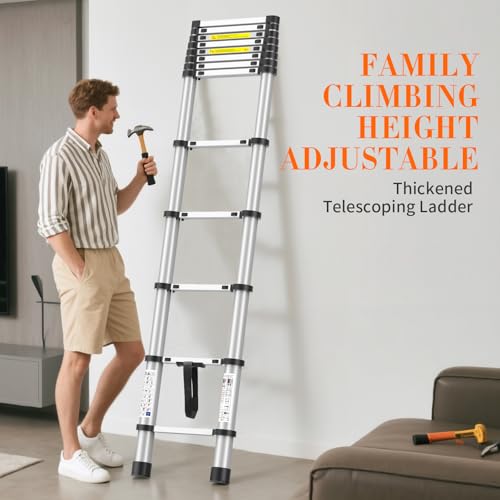 10.5FT Telescoping Ladder, 330lb Capacity Aluminum Heavy-Duty Extension Ladder with Anti-Slip Steps for Secure Attic Access, Roof, and Home Renovation Projects by POONO - Image 3