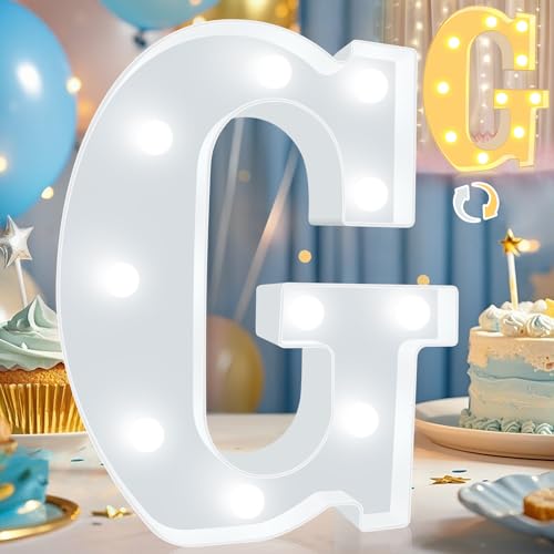 Image of Pooqla LED Marquee Letter Lights, Warm White and Cool White Decorative Lighted Letters, Light Up Alphabet Letters for Boys Girls, Party, Wedding, Bar, Night Light, Birthday Decoration, Letter G