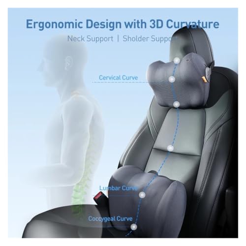 Cojín del asiento de coche viscoelástico, almohada lumbar y cervical transpirable 4