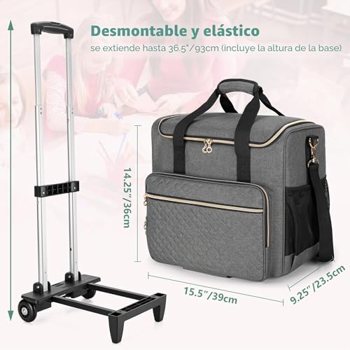 Bolsa de profesora con ruedas y compartimento para computadora portátil Luxja gris 6