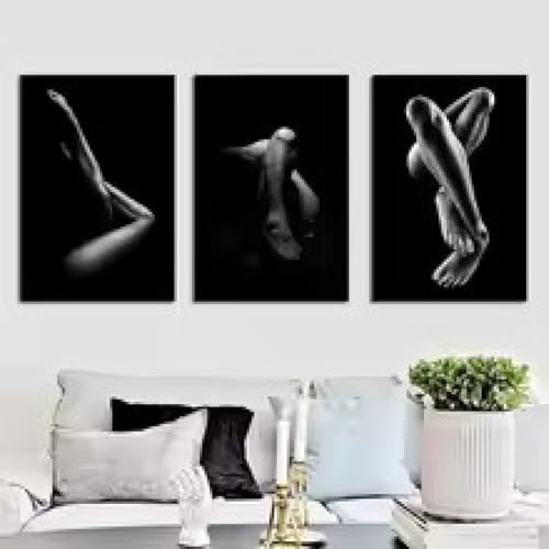 Impression toile femme sexy noir et blanc cadre déco murale 21x30