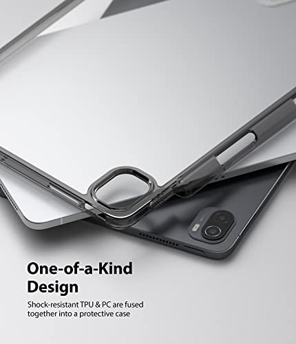 Image of Ringke Fusion Compatible with Xiaomi Pad 5 / Pad 5 Pro (11 Inch, 2021 Model), Clear Hard Polycarbonate Back Cover Shockproof Flexible Bumper with Overcharge Protection Pen /Stylus Holder - Smoke Black