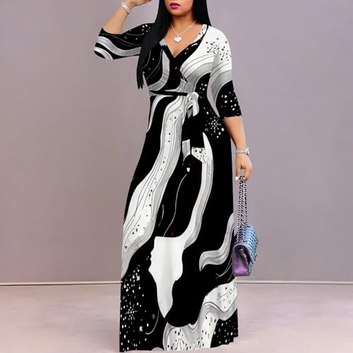 Image of PinkPatty Plus Size Maxi Dress for Women 3 /4 Sleeve Casual Long Dress