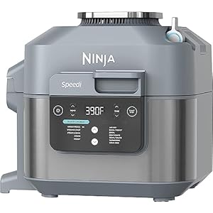 Ninja SF301 Speedi Rapid Cooker & Air Fryer, 6-Quart Capacity, 12-in-1 Functions to Steam, Bake, Roast, Sear, Sauté, Slow Cook, Sous Vide & More, 15-Minute Speedi Meals All In One Pot, Sea Salt Gray