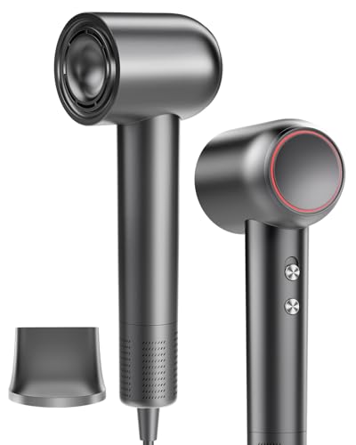 ドライヤー【2025進化モデル・15ｓ速乾】大風量 高速ヘアドライヤー 11億高濃度マイナスイオン 収納壁掛けホルダー付き 静電気抑制 NTC温度制御システム 過熱保護 恒温ヘアケア 髪質改善 4段階温度調節&2段階風量 【温冷リズム】ノズル付き 小型 コンパクト 静音 軽量 旅行/サロン/家庭用/プレゼント PSE認証済み 3年保証期間（グレー）のサムネイル