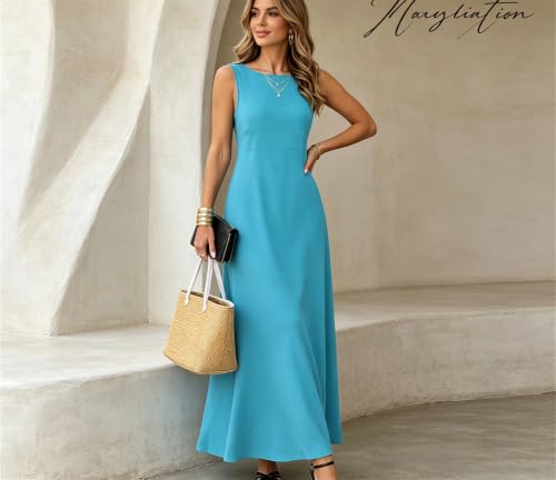 Robe d'été bohème à col rond longue pour femme active - 2