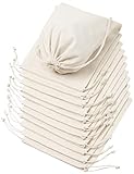 100 Percent Cotton Muslin Drawstring Bags 12-Pack For Storage Pantry Gifts (7 x 9, White)