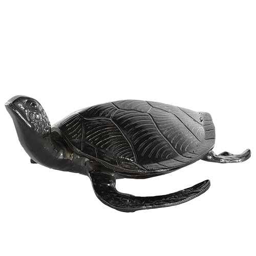 Estatua decorativa tortuga de aluminio 15 x 12 x 6 pulg