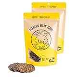 Winnie Lou Turmeric Bison Jerky Dog Treats – Limited Ingredient, Human Grade, Training Treats for Small, Medium & Large Dogs, Made in USA (2 Pack)