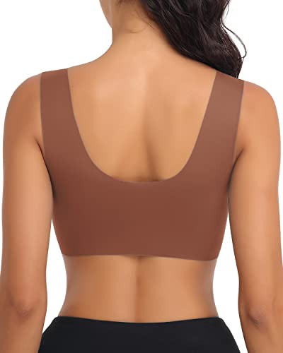 Image of WOWENY Seamless Lace Bras for Women Wirefree Comfortable Mesh Padded Soft Back Smoothing Bra