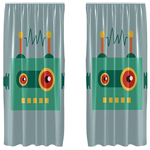 Cortinas opacas de microfibra infantiles estilo robot en set de 2 paneles 2