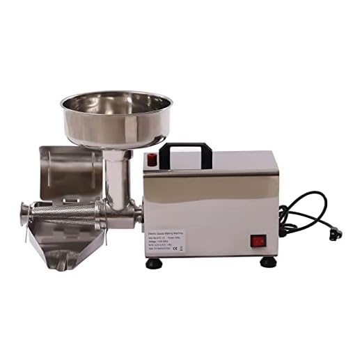 450W 110V Tomato Strainer Press Milling Machine Electric Jams Fruit Juicer with a Funnel and Trough Stainless Steel Sauce maker for Home or Commercial use 21.1x 9.8x 13.2in