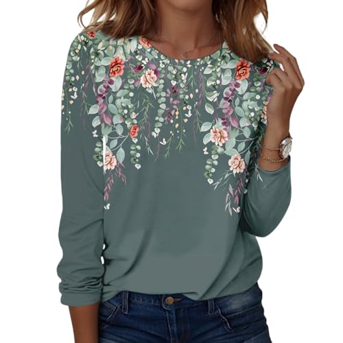 NAMTYQX Long Sleeve Womens Tops, Fall Tops for Women,01-Dark Gray L