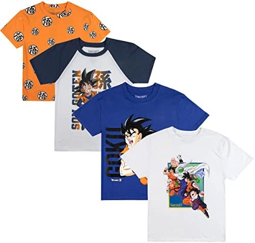Dragon Ball Z Characters Crew Neck Short Sleeve 4pk Boy&#39;s Tees