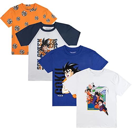 Dragon Ball Z Characters Crew Neck Short Sleeve 4pk Boys Tees-Small Multicolored