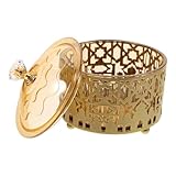 Amosfun Bandeja para Dulces Árabe de Oriente Medio para Festival Eid, Bandeja de Aperitivos Decorativa de Hierro y Plástico, Color Dorado, Tamaño Pequeño para Servir Postres y Snacks