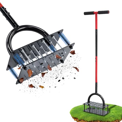 Herramienta manual de aireación para césped con 16 púas de hierro miniatura 1