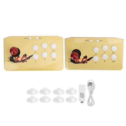Fight Stick, Wireless Joystick Easy to Use The Two Consoles Can Be Switched at Any Time with Use Battery and Wireless Operation Function for Silky Arcade Game(Yellow)