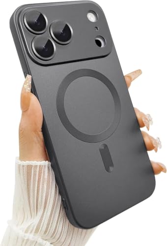 Image of DIZORO Magnetic Case for (iPhone 17 Pro) Case [Compatible with MagSafe][Built-in Camera Lens Protector] Slim Soft Silicone Bumper Shockproof Metallic Luster Back Cover Phone Case - Natural Titanium
