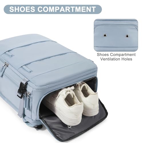Image of Large Travel Backpack Carry on Flight Approved Mochila De Viaje Carry on Backpack for Airplanes Spirit Airlines Personal Item Bag 18x14x8 Inches Travel Bag Traveling Backpack for Women Men Grey Blue