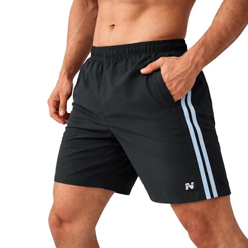 Image of NINQ Men's Sports Shorts with White Side Patti Design | Running Shorts for Men Gym Shorts for Men Workout | Stylish Mens Shorts Casual Wear Sports Shorts.