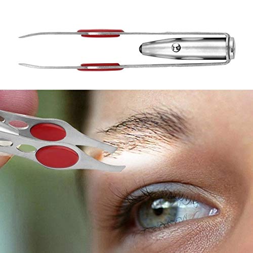 Buychoice 10Pcs Light Stainless Steel Tweezer Portable Led Eyebrow Clip