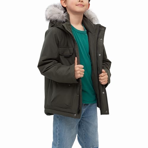 Rokka&Rolla Boys' Water-Resistant Ripstop Shell Parka Jacket Fleece Lined Winter Coat4