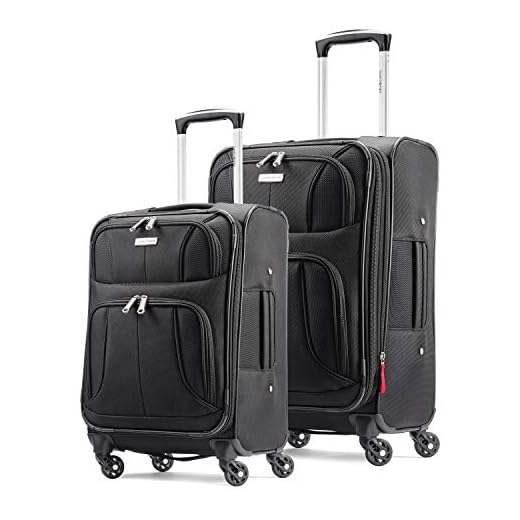 Samsonite Aspire Xlite Softside Expandable Luggage with Spinner Wheels, Black, 2-Piece Set (20/25)