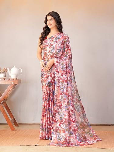 Image of Garden Vareli Floral Print Chiffon Saree