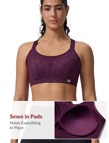 Image of Yvette Women's High Impact Sports Bra for Running | High Support, No Bounce, Large Bust, Pickleball, Gym Workout, Adjustable Straps, Crisscross Back, Wireless, Sewn in Pads