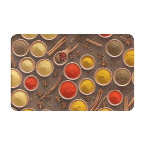 Seasoning Printed Pattern Print Living Room Bathroom Kitchen Anti Slip and Absorbent Carpet, Indoor Entrance Door Muddy Floor Mat, Ultra Soft Washable Carpet 21x31.5 Inches