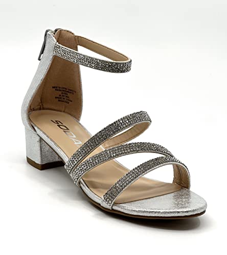 Soda Kids/Children/Girls ARTS-2 Dress Sandal Rhinestones Low Heel Ankle Strap 12