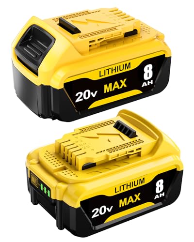 2Pack 8.0Ah Replacement for Dewalt 20V Max Battery Lithium Ion Batteries Compatible with Dewalt 20 Volt Battery DCB205 DCB203 DCB201 DCB208 DCB200 Cordless Tools
