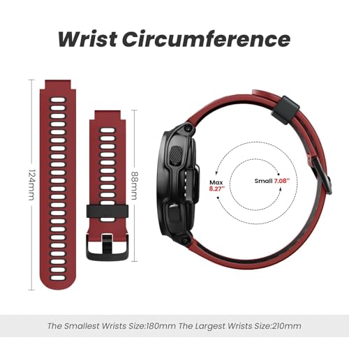 Bracelet Forerunner 735XT silicone rouge noir pour sport et running