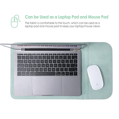 Hyzuo 15-16 Inch Laptop Sleeve Compatible With Macbook Pro 16 M2/M1 Pro/Max A2780 A2485 A2141 2019-2023, Macbook Pro Retina 15 2012-2019, Xps 15,Faux Suede Leather Case With Accessory Bag, Mint Green #TOP4