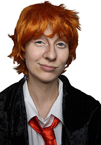 Image of ALLAURA Compatible with Ron Weasley Costume - Short Orange Wig for Adults & Kids - Ideal for Wizard, Ed Shran, Halloween Cosplay, Movie Characters, Funny Party Looks, Redhead Wig Styles
