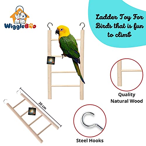 Image of Natural Wooden Ladder Bird Toy | Climbing, Exercise & Fun | for Small & Medium Birds (4 Step)