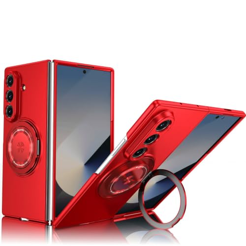 Coque antichoc Samsung Z Fold 7 6 5 rouge au design raffiné avec bague magnétique