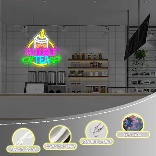 Image of Bubble Tea Neon Sign Boba Neon Light Sign Dimmable Milk Tea LED Signs for Room Beverage Coffee Shop Bubble Boba Tea Party Wall Decor Light Up Sign Gifts
