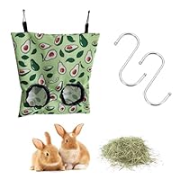 TUKNN Heu Futterbeutel, Kaninchenfutterautomat, Meerschweinchen Heu Feeder Bag, Kaninchen Heutasche, Mit S-Haken,Grün